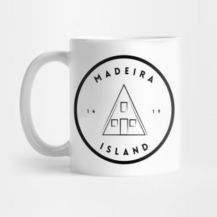 Madeira Island 1419 logo with the traditional Santana house in black & white Mug